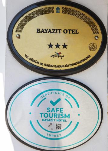 two labels for a sake tourism banquet hotel at Bayazıt Hotel in İskenderun