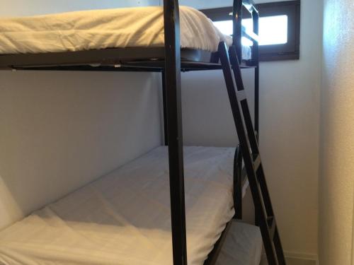 - un lit superposé avec une échelle dans une chambre dans l'établissement Studio cabine confortable au pied des pistes - FR-1-557-114, à Les Adrets