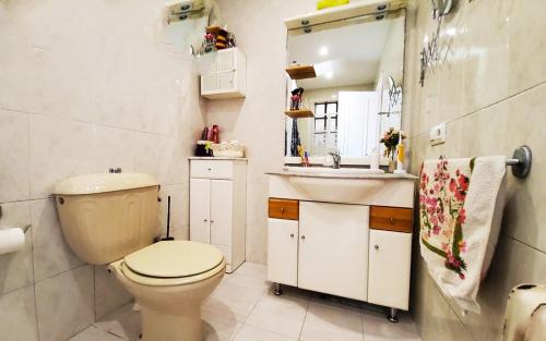 a bathroom with a toilet and a sink at Piso en Bueu a 100 metros de la playa in Bueu