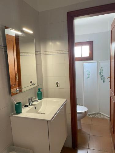 y baño con lavabo y aseo. en Apartamento rural en Santa Cruz de Tenerife, en Los Campitos