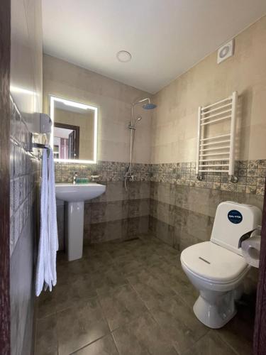 a bathroom with a toilet and a sink at Hayots Ojakh in Sevan