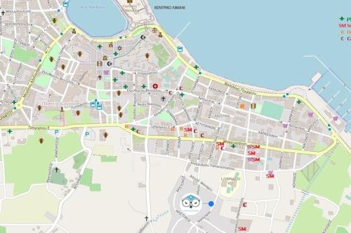 a map of the city of dublin with buildings at Sofita Di Sofo in Kos Town