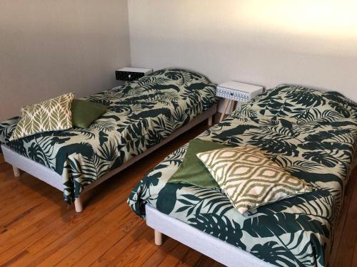 Zimmer mit 2 Betten und einem Bett mit einer Decke in der Unterkunft Eply dort 