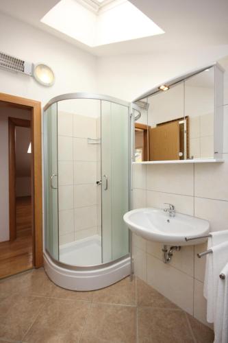 a bathroom with a shower and a sink at Apartment Artatore 8022d in Čunski