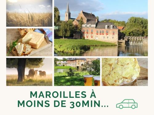 a collage of pictures of various towns and cities at Gîte tout inclus avec jardin clos, terrasse privative, proche forêt et randonnées, 1 chambre, 1 canapé-lit - FR-1-510-168 in Preux-au-Bois