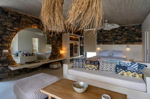 Χώρος καθιστικού στο Akra Grammeno Beachfront Villas