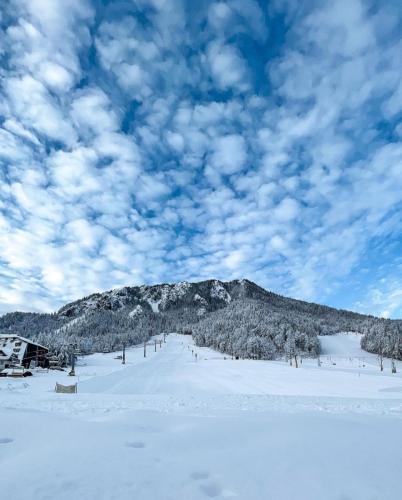 Koča Martuljek durante el invierno