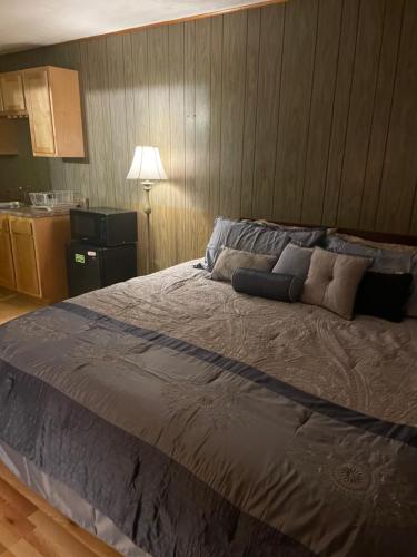 een slaapkamer met een groot bed in een kamer bij Michael Dee's Motel in East Durham