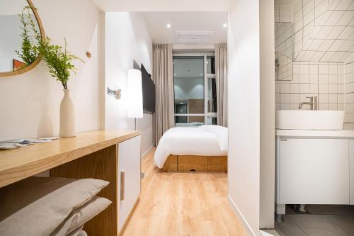 Dapur atau dapur kecil di Aank Hotel Hongdae