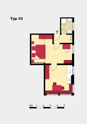 a drawing of a floor plan of a house at Ferienhotel Almajur in Mittelberg