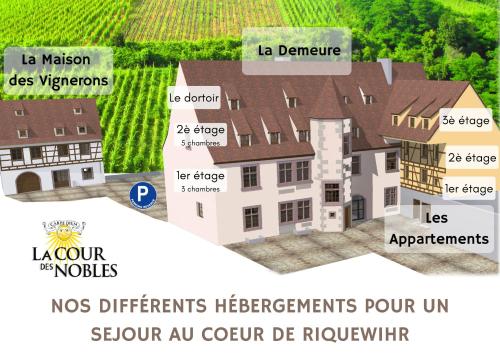 un montage d’une maison dont les spécifications sont différentes dans l'établissement Domaine La Cour Des Nobles - Demeure, Maison et Appartements au coeur de Riquewihr, à Riquewihr