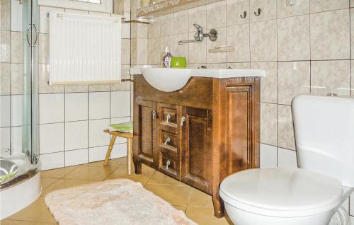 a bathroom with a sink and a toilet at Amazing Home In Stezyca With Kitchen in Stężyca