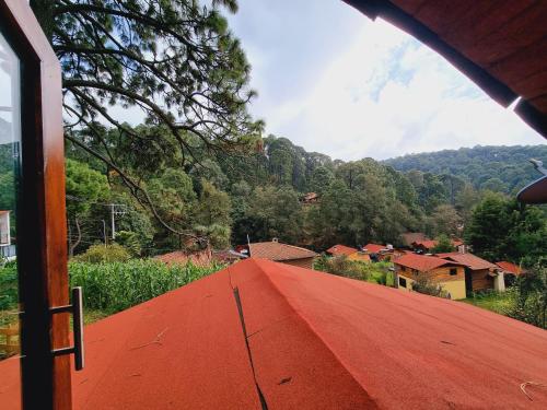 a view from the roof of a house with a red roof at Villas de los Pinos 3 in Mazamitla