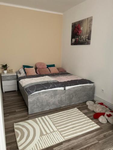 a bedroom with a large bed in a room at Lovely flat in the city center self-check in Bratislava