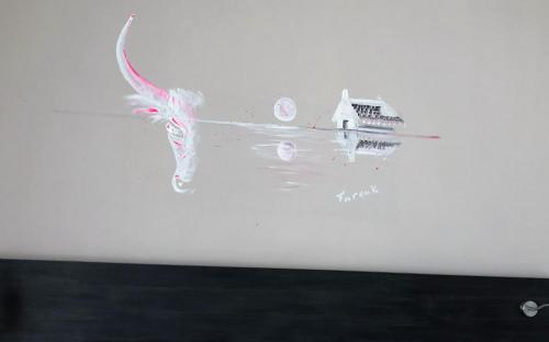 a painting of a boat in the water at Hôtel Saint Louis in Aigues-Mortes