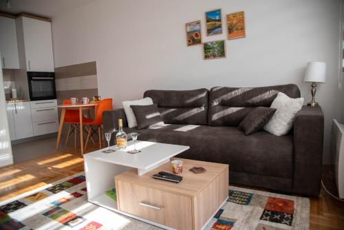 uma sala de estar com um sofá e uma mesa de centro em Stan na dan MB Istocno Sarajevo em Lukavica