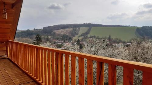 a view from the deck of a cabin at SrubNemo in Nemotice