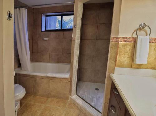 a bathroom with a shower and a tub and a toilet at Suite Granada 131 Gran Pacifica Resort in San Diego