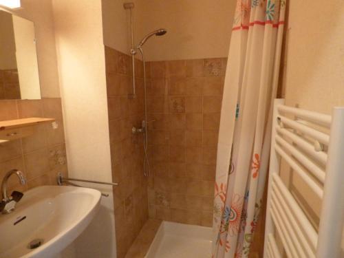 a bathroom with a shower and a sink at Studio Le Grand-Bornand, 1 pièce, 6 personnes - FR-1-458-173 in Le Grand-Bornand