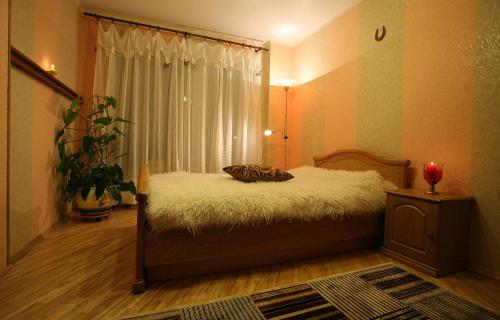 - une chambre avec un lit et une fenêtre dans l'établissement Neravu namai, à Druskininkai