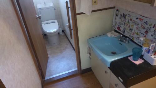 a small bathroom with a toilet and a sink at Guesthouse Oomiya base 大宮基地別荘 in Chiba