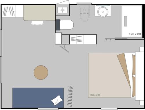 un plano del piso de una casa pequeña en Camping Rose, en Dormelletto