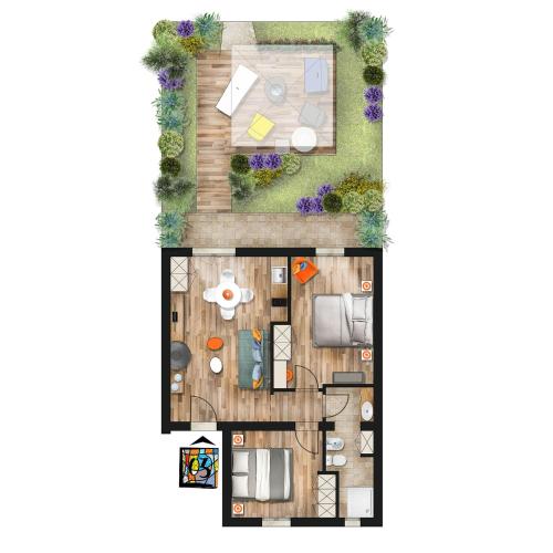 a rendering of a floor plan of a house at Bocelli Guest House in Laiatico