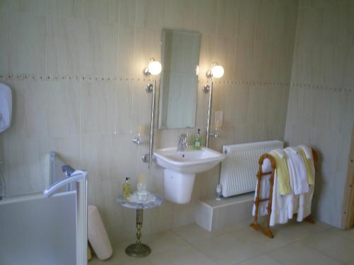 a bathroom with a sink and a bath tub and a sink at Derry House in Listowel