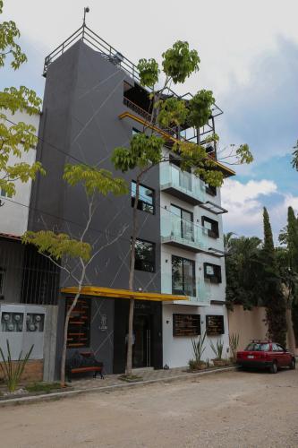 a building with a tree in front of it at The Lu'um House in Tuxtla Gutiérrez