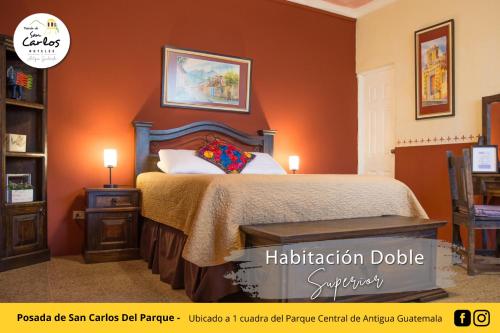 Cama o camas de una habitación en Posada de San Carlos del Parque