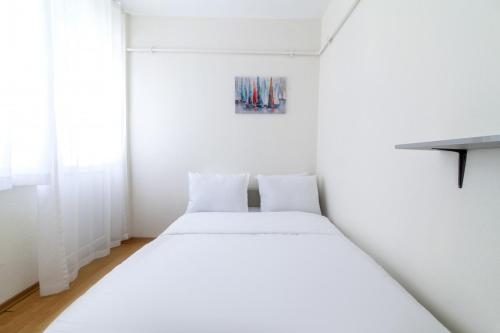 伊斯坦堡的住宿－Lovely and Cent，卧室配有白色的床和2个枕头