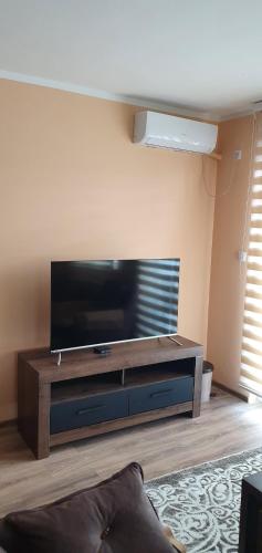 a living room with a large flat screen tv at Apartman Banja Koviljaca in Banja Koviljača