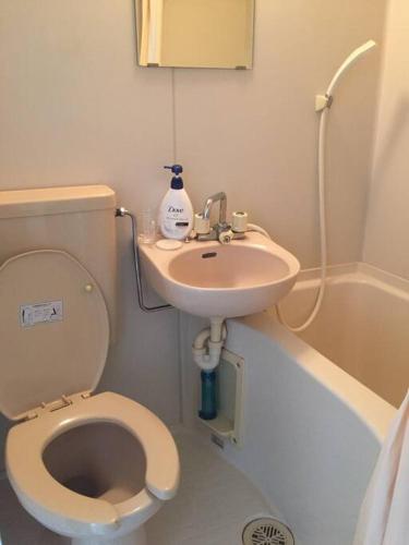 a bathroom with a toilet and a sink at 宿や　サニービレッジ in Kashihara