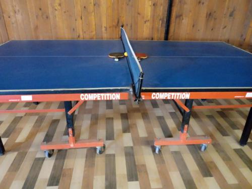a blue ping pong table sitting on top of a floor at Mars Agro Farm - Shahapur in Shāhāpur