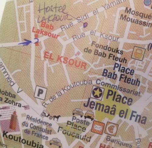 a close up of a map at Hostel Laksour in Marrakesh