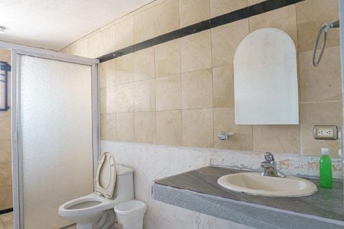 łazienka z umywalką i toaletą w obiekcie Access Blue Cristal w mieście Monterrey
