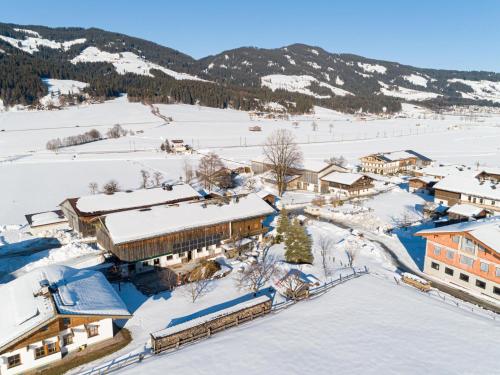 an aerial view of a resort in the snow at Weberhof Top 4 in Brixen im Thale