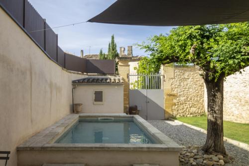 - une piscine dans une cour arborée dans l'établissement La baronne, à Saint-Hilaire-dʼOzilhan