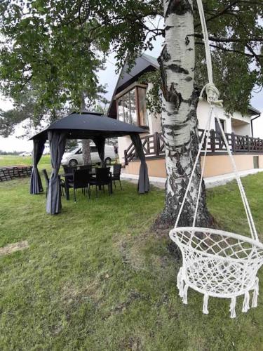 a swing hanging from a tree next to a house at Maison ALANA in Divčibare