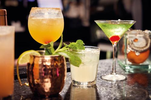 a group of drinks on a table at Riu Plaza New York Times Square in New York