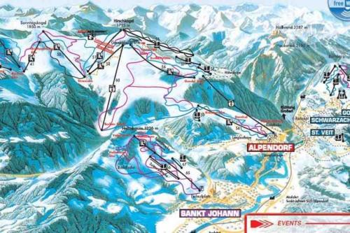 a map of a ski resort in the mountains at Kleine Alpenhütte in Lend neben der Salzach in Lend