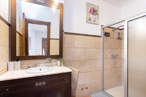 ein Bad mit einem Waschbecken und einer Dusche in der Unterkunft Icod de los Vinos Centro in Icod de los Vinos