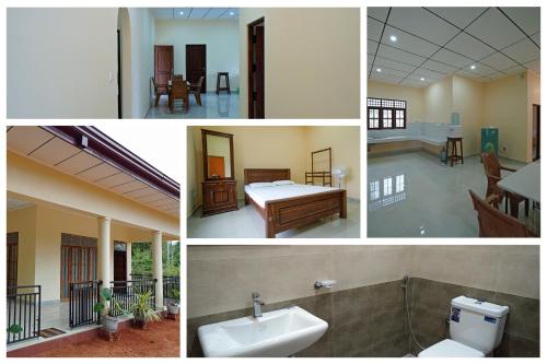 un collage de fotos de un baño y una casa en Green Haven Holiday Home en Anuradhapura