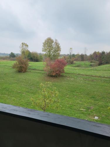 a view of a field from a window at Villa Stone 1 in Rakovica
