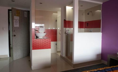 a bathroom with a sink and a toilet in a room at Hotel Rossel Plaza in Mexico City