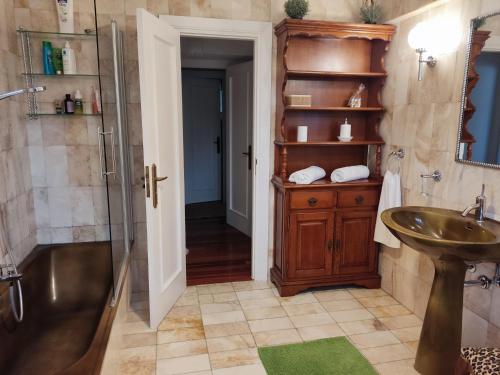 a bathroom with a sink and a shower at Karaltzos LB00530 in Lezama