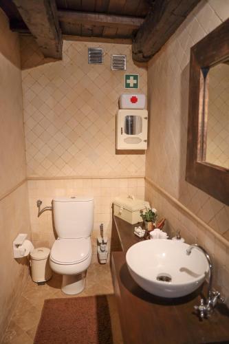 a small bathroom with a toilet and a sink at Casa da Eira in Baião