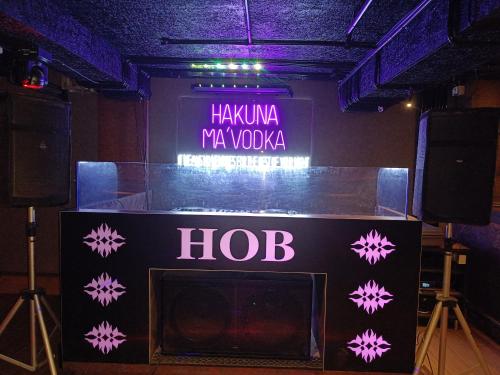 a stage with a hbc sign in a room at The Kings Park Grand-Near US Consulate in Chennai