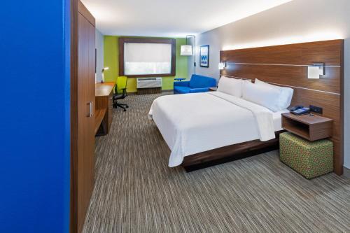 a hotel room with a bed and a desk at Holiday Inn Express & Suites Lafayette South by IHG in Lafayette
