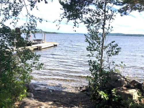 a dock in the middle of a large body of water at 4 person holiday home in KROKOM-By Traum in Krokom